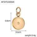 Close-up of golden stainless steel round pendant tray with brushed texture and ring hook - Gold Round Pendant Base (AP34763D0W0)