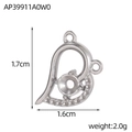 Close-up of a silver geometric heart pendant blank with round prong setting base - Irregular Teardrop Blank Setting (AP39911A0W0)