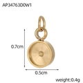 Detail view of 0.5cm golden stainless steel round pendant base for DIY jewelry making - Gold Round Minimalist Double Ring Pendant (AP34763D0W1)