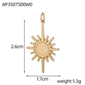 Golden sunburst pendant measurements showing 2.6cm height and 1.7cm width on white background - Gold Solar Starburst Radiating Pendant (AP35075D0W0)