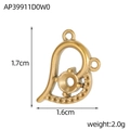 Detailed view of heart-shaped gold pendant base with dimensions 1.7cm by 1.6cm - Hollow Heart Base (AP39911D0W0)
