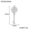 Detailed view of silver key pendant with geometric pattern and 2.8cm size markings - Silver Key Shape (AP39925A0W0)
