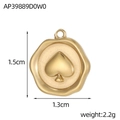 Detail of vintage gold heart-shaped spade pendant with 1.5cm dimension and wax seal style - Gold Spade Seal Pendant (AP39889D0W0)