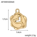 Detail of golden stainless steel whale tail pendant showing 1.7cm height and 1.4cm width - Gold Whale Tail Pendant (AP39893D0W0)