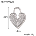 Size specifications of a heart-shaped lock pendant in stainless steel silver finish - Silver Heart Lock (AP39927A0W0)