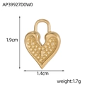 Detail of golden textured heart padlock charm with dimensions 1.9cm x 1.4cm and 1.7g weight - Gold Heart Lock (AP39927D0W0)