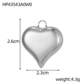 Gepolijste roestvrijstalen hart hanger met de afmetingen van 2,6 cm bij 2,3 cm - Spiegel Vol Hart Stijl (HP43543A0W0)