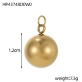 Detail van de 1,2 cm gouden bolvormige roestvrijstalen hanger met afmetingen en gewicht - Gouden Bol Stijl (HP43748D0W0)