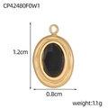 Detailweergave van de afmetingen van een ovale zwarte turkoois hanger in goud - Gefacetteerde Zwarte Steen Ovale Stijl (CP42480F0W1)