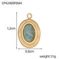 Gedetailleerde weergave van turquoise ovale hanger met gouden rand, 1,2 x 0,8 cm - Blauwgroene Amazoniet Ovale Stijl (CP42480F0W4)