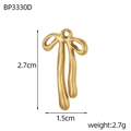 Polished gold bow pendant measurement showing 2.7cm height and 1.5cm width dimensions - Ribbon Bow Style (BP3330D)
