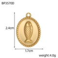 Detailed oval gold fish pendant with embossed pattern and measurements 2.4cm by 1.7cm - Relief Fish Shape Style (BP3572D)