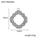 Macro shot of silver steampunk style link pendant with specific size and weight data - Silver Square Chain Link Pendant (AP41780A0W0)