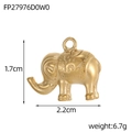 Detailed size view of gold elephant pendant with engraved pattern and 2.2cm length - Cloud Pattern Carved Elephant Style (FP27976D0W0)