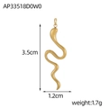 Polished gold snake charm 3.5cm height with dimensions and weight 1.7g on white background - Gold S-Shaped Snake Pendant (AP33518D0W0)