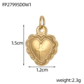 Macro shot of 1.5cm gold heart pendant with cross relief and scalloped edge detail - Gold Cross Heart Style (FP27995D0W1)