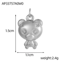 Macro view of cartoon bear pendant in silver metal with size and weight specs - Silver Cartoon Bear (AP33757A0W0)