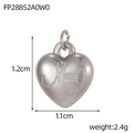 Detailed size and weight view of a heart-shaped Mom pendant in polished stainless steel - Mom Lettering Heart Silver (FP28852A0W0)