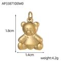 Polished gold teddy bear pendant with dimensions 1.8cm x 1.4cm and ring attachment - Polished Bear Style (AP33871D0W0)