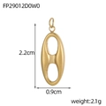 Detailed size view of a golden stainless steel oval pendant 2.2cm high and 0.9cm wide - Coffee Bean Style (FP29012D0W0)