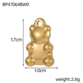 Pendentif ours en acier inoxydable doré poli avec dimensions de 1,7 cm et poids de 2,6 g - Forme d'Ours Finition Miroir (BP47064BW0)
