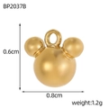 Macro view of gold stainless steel mouse shape pendant with 0.8cm width dimensions - Gold Triple Circle Combo (BP2037B)