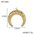 Macro detail of a 2.3cm gold crescent pendant with spiral texture and round buckle - Gold Twist Crescent Moon Pendant (HP1358D)