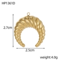 Detailed view of a golden croissant pendant with dimensions 2.7x2.5cm and 4.0g weight - Gold Horn Spiral Texture Pendant (HP1361D)