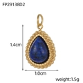 Detailansicht eines Tropfenanhängers mit Lapislazuli und Abmessungen in Goldoptik - Perlrand Wassertropfen Lapislazuli Stil (FP29138D2)