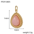 Detailansicht eines herzförmigen Goldanhängers mit rosa Edelstein und 1,4 cm Höhenmaßangabe - Perlrand Wassertropfen Blassrosa Stil (FP29138D5)