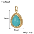 Detailansicht des türkisblauen Tropfenanhängers mit goldener Perlenfassung und Öse - Perlrand Wassertropfen Himmelblau Stil (FP29138D6)