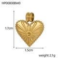 Detail of a golden heart pendant with sunburst texture, beaded edge, 1.7cm size - Sunburst Heart Style (HP00008BW0)