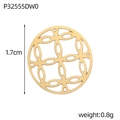 Detailed macro view showing a hollow round vintage golden stainless steel pendant - Gold Geometric Hollow Component (P32555DW0)