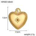 Detail of a 1.5cm golden heart pendant with a star engraving and beaded edge detail - Star Relief Heart Style (HP00013BW0)