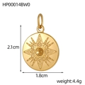 Detail of gold starburst pendant with dimensions 2.1cm by 1.8cm and weight 4.4g - Sun Relief Round Disc Style (HP00014BW0)
