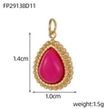Detaillierte Größenangaben für goldene Herzanhänger mit pinkem Stein und Maßen 1.4x1.0cm - Perlrand Wassertropfen Fuchsia Stil (FP29138D11)