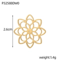 Détail du pendentif fleur ajourée dorée de 2,6 cm avec dimensions et poids indiqués - Style Fleur à Huit Pétales (P32588DW0)