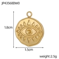 Golden round stainless steel pendant with evil eye engraving measuring 1.8cm by 1.5cm - Gold Irregular Evil Eye Style (JP43568DW0)