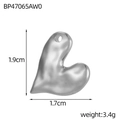 Detailed view of silver heart pendant with organic lava texture and dimensions 1.9x1.7cm - Silver Lava Heart Style (BP47065AW0)