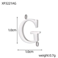 Detailed silver letter G connector charm for DIY jewelry with size and weight specs - Letter G Style (XP3221G)