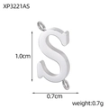 Macro view of silver S-shaped letter pendant with 1.0cm height and double ring connectors - Letter S Style (XP3221AS)
