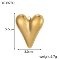 Macro-opname van de gouden hartvormige hanger met afmetingen 3,6cm bij 3,0cm en 6,7g - 3D Vol Hart Stijl (YP3975D)
