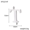 Detail view of T-shaped stainless steel pendant with 1.0cm dimensions and 0.6g weight - Letter T Style (XP3221AT)