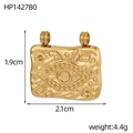 Vintage golden stainless steel evil eye pendant with irregular geometric relief design - Evil Eye Vintage Rectangular Style (HP1427B0)