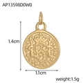 Runder Edelstahl-Anhänger in Gold mit Kreuz-Herz-Relief und detaillierten Maßen - Geprägter Heraldischer Runder Stil (AP13598D0W0) / Gold