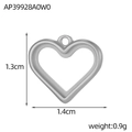 Technical drawing of a 1.4cm heart-shaped steel pendant with precise size measurements - Silver Hollow Heart Pendant (AP39928A0W0)