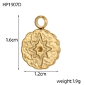Detailed view of vintage gold-plated starburst pendant with size and weight dimensions - Hammered Star Round Disc Style (HP1907D)