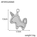 Detailed size view of silver unicorn charm showing 1.5cm height and 1.7cm width - Silver Unicorn Pendant (AP39932A0W0)