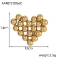 Vista macro de colgante de cuentas doradas en forma de corazón de 1,4 cm por 1,8 cm - Estilo de Corazón de Cuentas Dorado (AP40757D0W0)