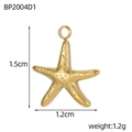 Golden starfish pendant with textured finish showing 1.5cm by 1.2cm size measurements - Starfish Style (BP2004D1)